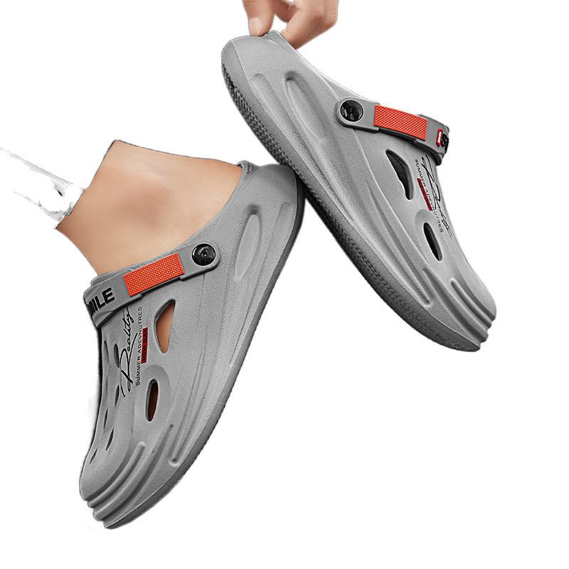 Hole Shoes Men's Summer New Outer Wear Non-slip Casual Men's One-pedal Bag Head Beach Shoes Tide