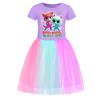 Girls Mesh Skirt Short Sleeve Casual and Comfortable Dresses Girls