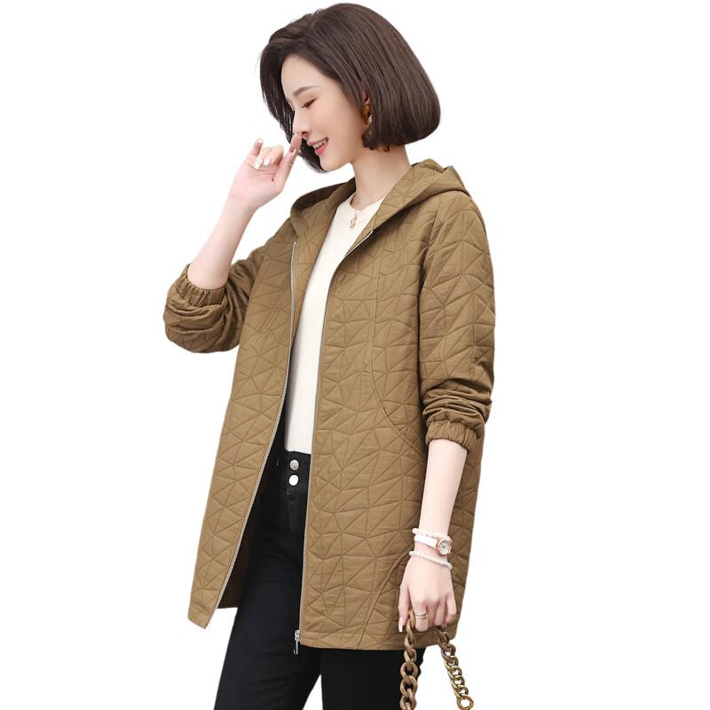 Yalu Women's Autumn Hooded Casual Mid-Length Trench Coat