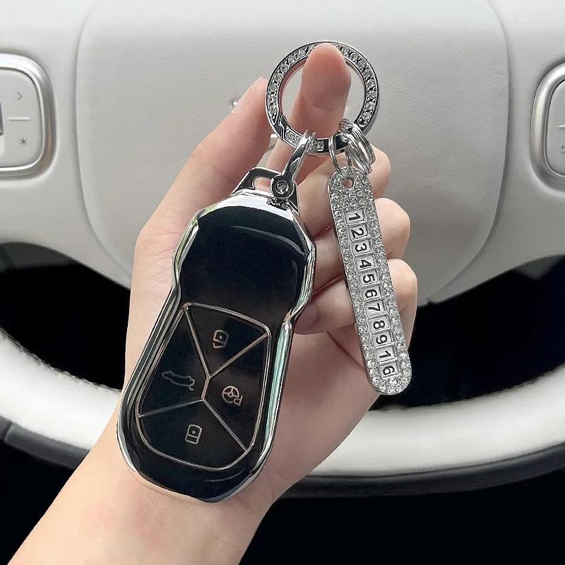 

Fit For Xpeng G9 G6 P5 P7 P7i G3 Car Key Case Cover Xiaopeng TPU Car Keychain чёрный