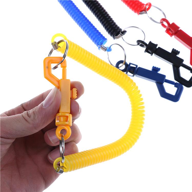 1Pc Stretching 2 Meters High-quality Bold Plastic Spring Rope with Keychain Elastic Rope Plastic Telescopic Rope with Hook Buckle