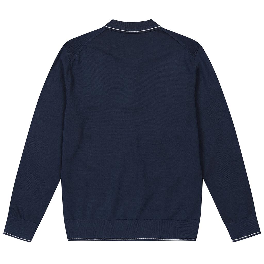 FERRAROMILANO Men'S Solid Long Sleeve Collared Sweater Deep Blue (Am0Dts10145)