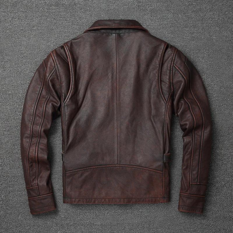 Chinese Size Men Cowhide Coat Vintage Men Leather Jacket Genuine Leather Clothes Men's Winter Jacket Motorcycle Biker Jackets