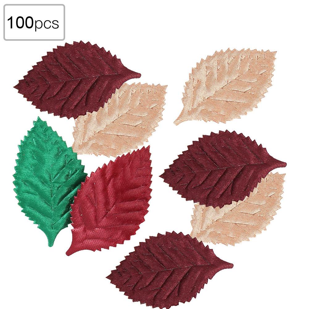 100pcs Artificial Plants Leaves Mixing Color Artificial Plants Leaves for Cloth Sticker DIY