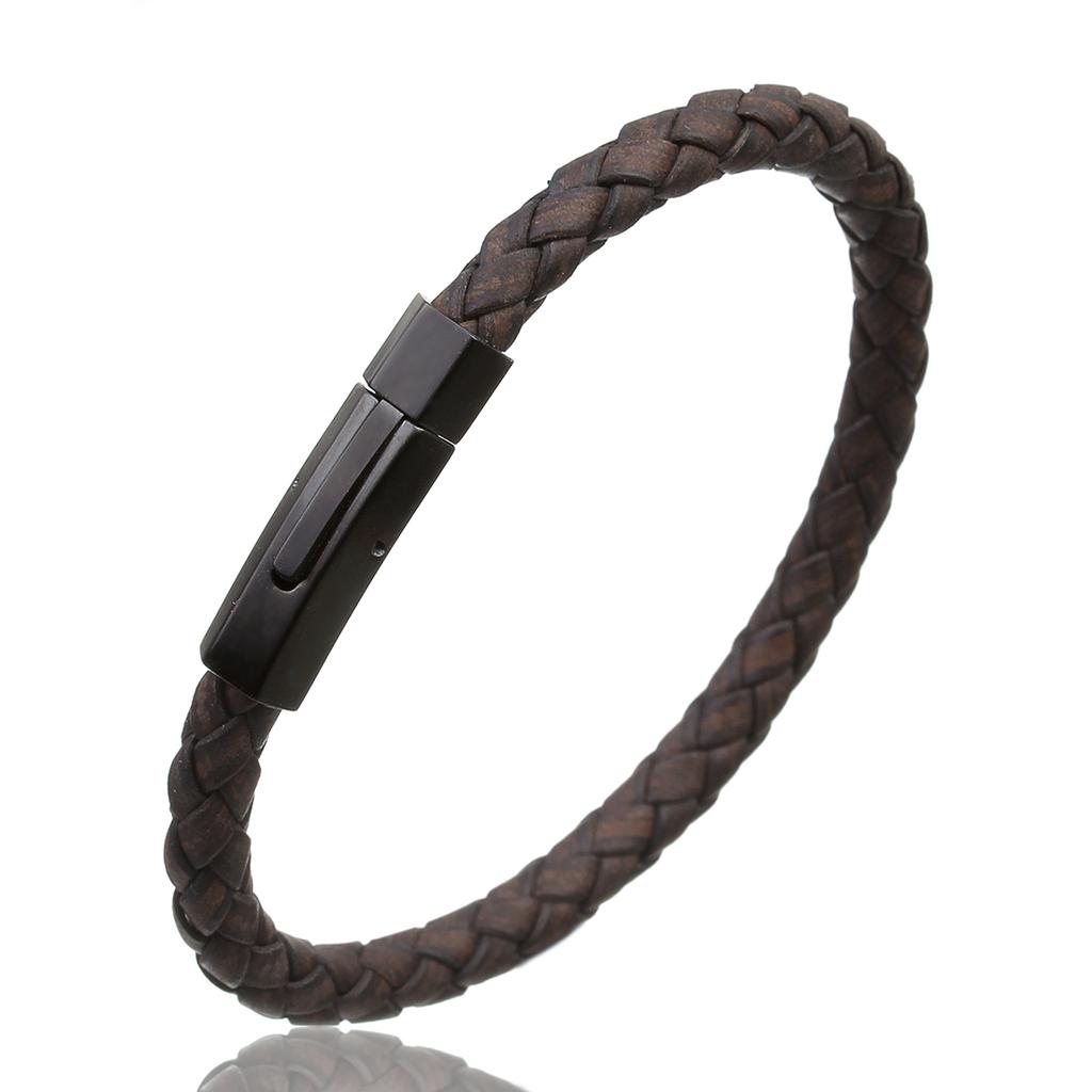 1pc/bag 19/21cm Stainless Steel Connector Genuine Leather Rope Simple Design Bracelet Birthday Party  Man Women Jewelry Gift
