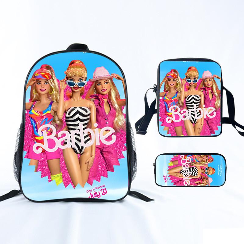 Barbie Princess School Bag Threepiece Set With Oxford Fabric For Girls Student Use