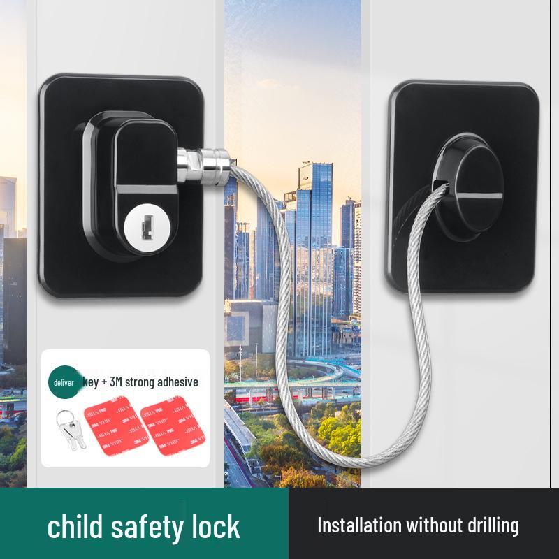 Anti-Theft Child Safety Lock for Outward Opening Windows and Doors - No-Drill Sliding Latch Limiter