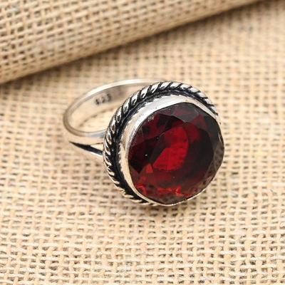 Red Garnet Gemstone Handmade 925 Solid Sterling Silver Jewelry Ring For Women