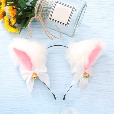 Cats Ears Headband Cosplay Makeup Anime Cute Plush Furry Hairhoop with Bows Be