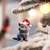 Christmas Cat Ornament 2D Acrylic Cute Cat Xmas Tree Pendant