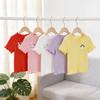 Kids' Cute Cartoon Embroidered T-Shirt - Ice Silk, Short Sleeve, Ruffle Design for Summer