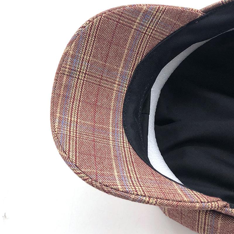 Hat Ladies Fashion Checkered Octagonal Beret Literary Retro Painter Hat Versatile Peaked Hat Tide