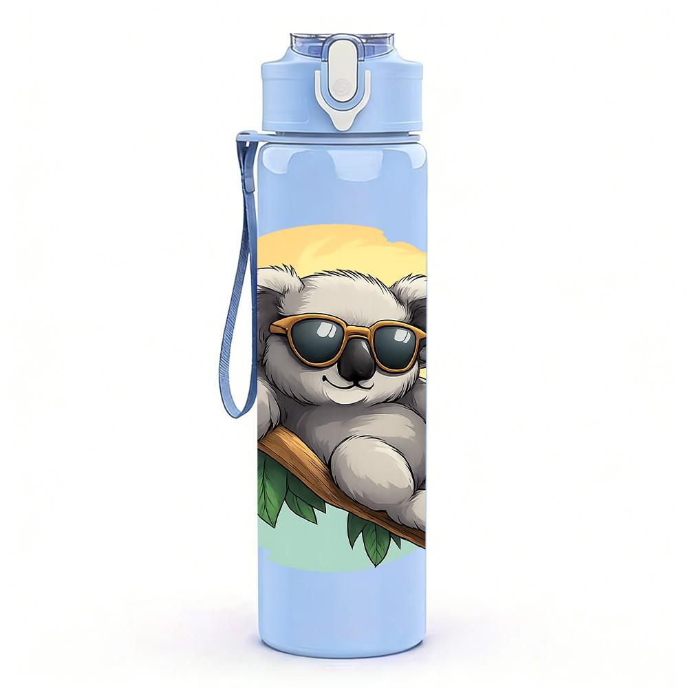 1PC Sunglasses Koala Branch 750ml Color Plastic Sports Water Bottle Leakproof Flip Straw Lid Suitable for Sports Office Home Use