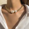 Niche Personality Imitation Pearl Necklace Clavicle Chain Women'S Jewelry Trend Geometric Thick Chain Simple Necklace