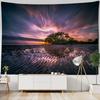 Beach landscape tapestry, coconut tree, sunrise, wall hanging poster, home wall decoration background cloth, living room bedroom