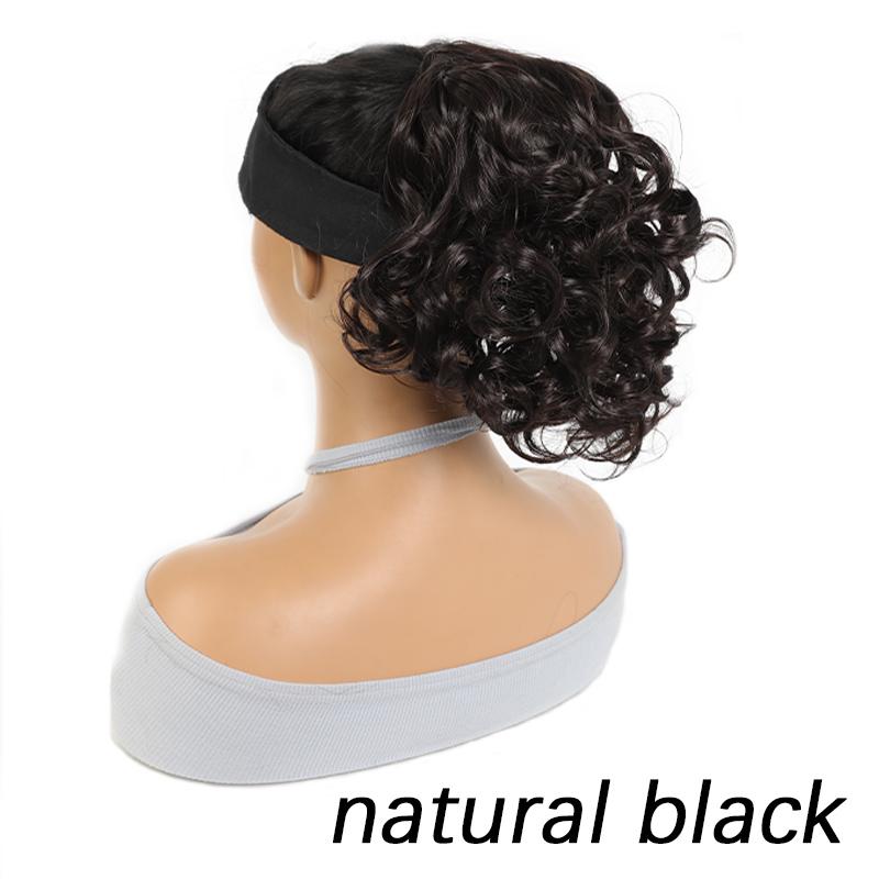 Drawstring short curled ponytail wig synthetic fiber ponytail wig natural and comfortable hair accessories for daily use