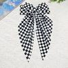 Black & White Plaid Bow Ribbon Hair Clip - Women's Fashion Headwear Accessory
