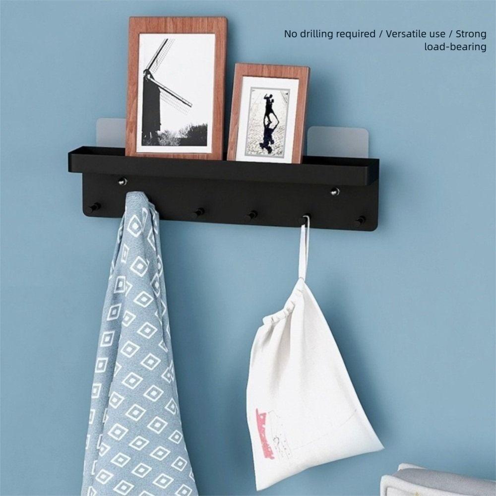 With 6 Hooks Key Holder No Punching Door Rear Shelf Tableware Hanger Key Storage Rack  Entryway
