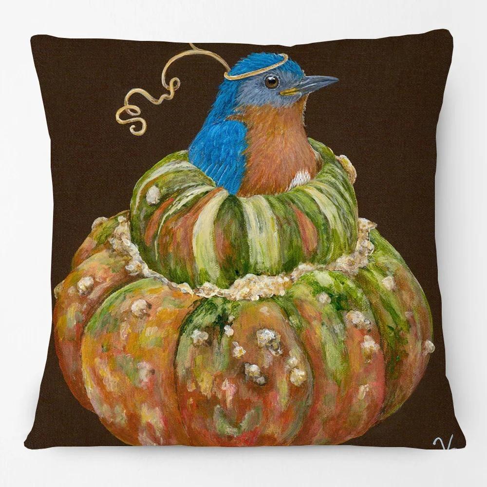 Soft Peach Skin 2D Flat Printed Cushion Cover Ethnic Bird Nordic House Throw Pillow Case For Couch Living Room Home Decor Case