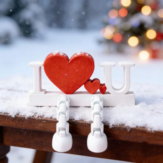 I Love U Figurine with Articulated Legs Movable Joints Love Heart Fidget Toy Wedding Party Desktop Decoration Ornament Valentine's Day Romantic Gift