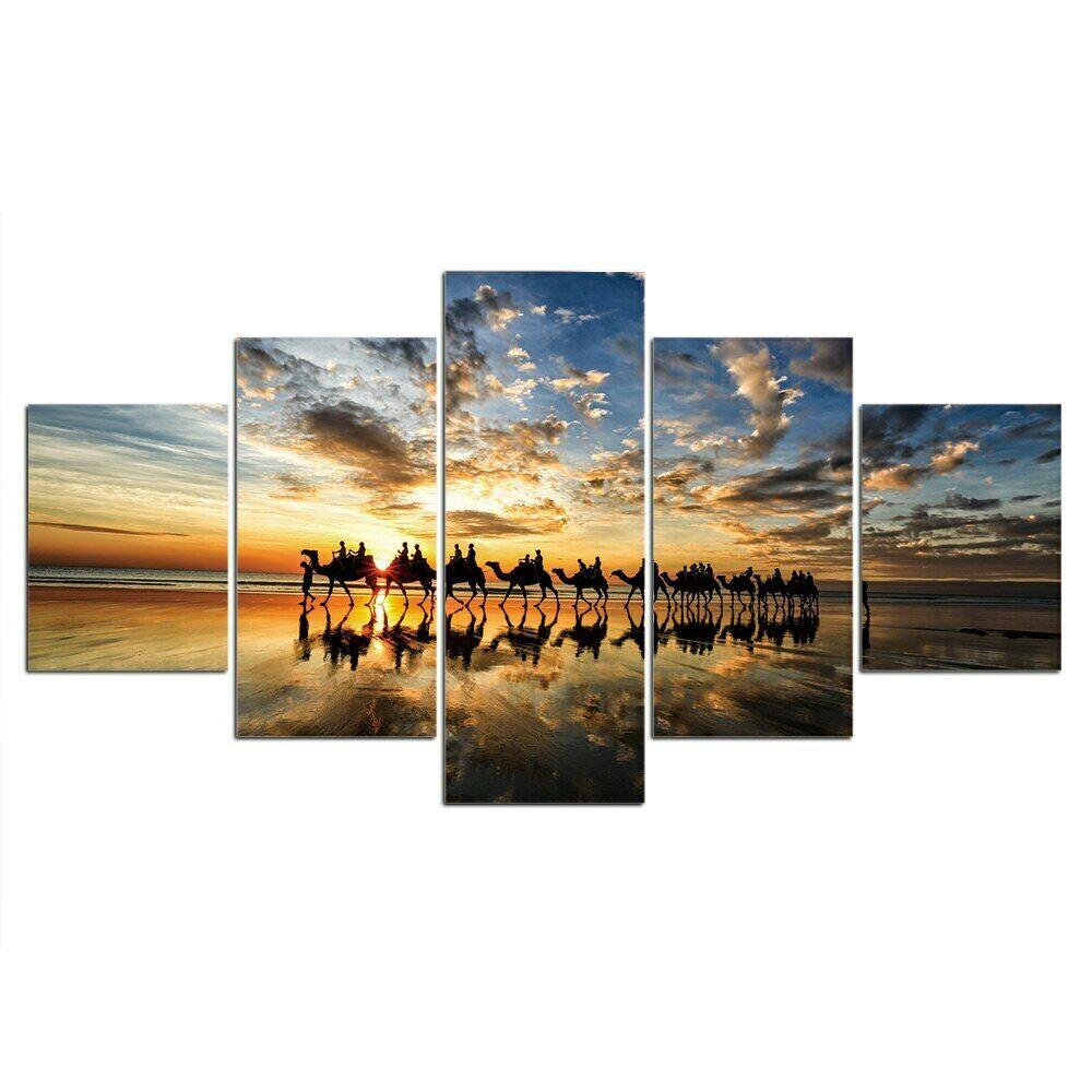5Pcs Camel Beach Seaside Modern Canvas Picture Wall Art HD Print Poster Home Decor Room Decor Paintings Abstract Pictures