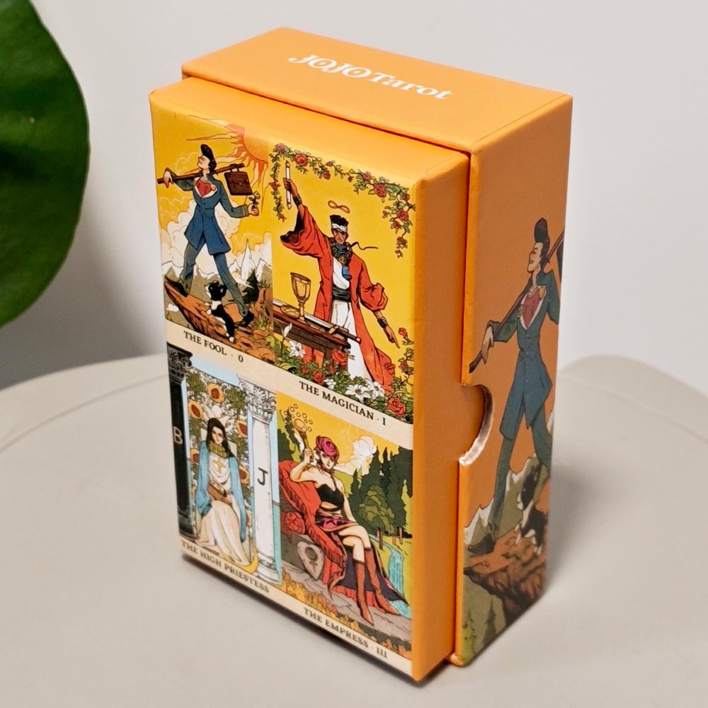JOJO Tarot Cards Deck in Rigid Box, 80 Pcs Double-Sided Embossed Anime Tarot Cards Bizarre Adventure Tarot Deck 12x7cm