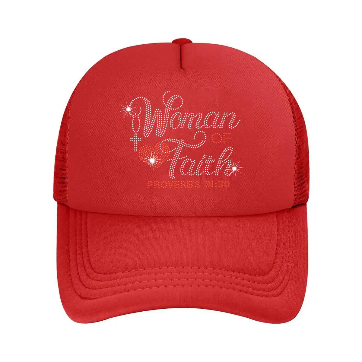 Women of Faith Proverbs Rhinestone Design Mesh Baseball Cap Hip Hop Adjustable