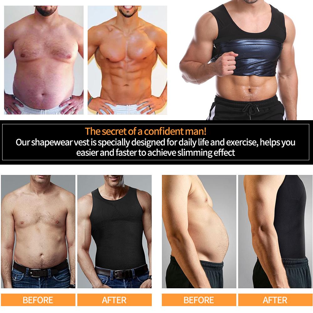 Hombres Gimnasio Ropa deportiva Ropa para sudar Pérdida de peso Quemador de grasa Camisetas sin mangas Fajas Fitness Trajes de sauna Entrenamiento Chaleco para el sudor Adelgazar Body Shaper