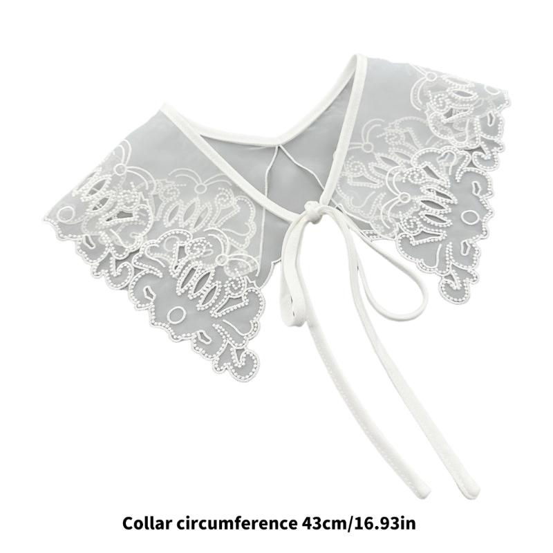 Elegant Detachable Lace Collar Spread Lapel Floral Design Decorative Accessory for Dresses and Blouses