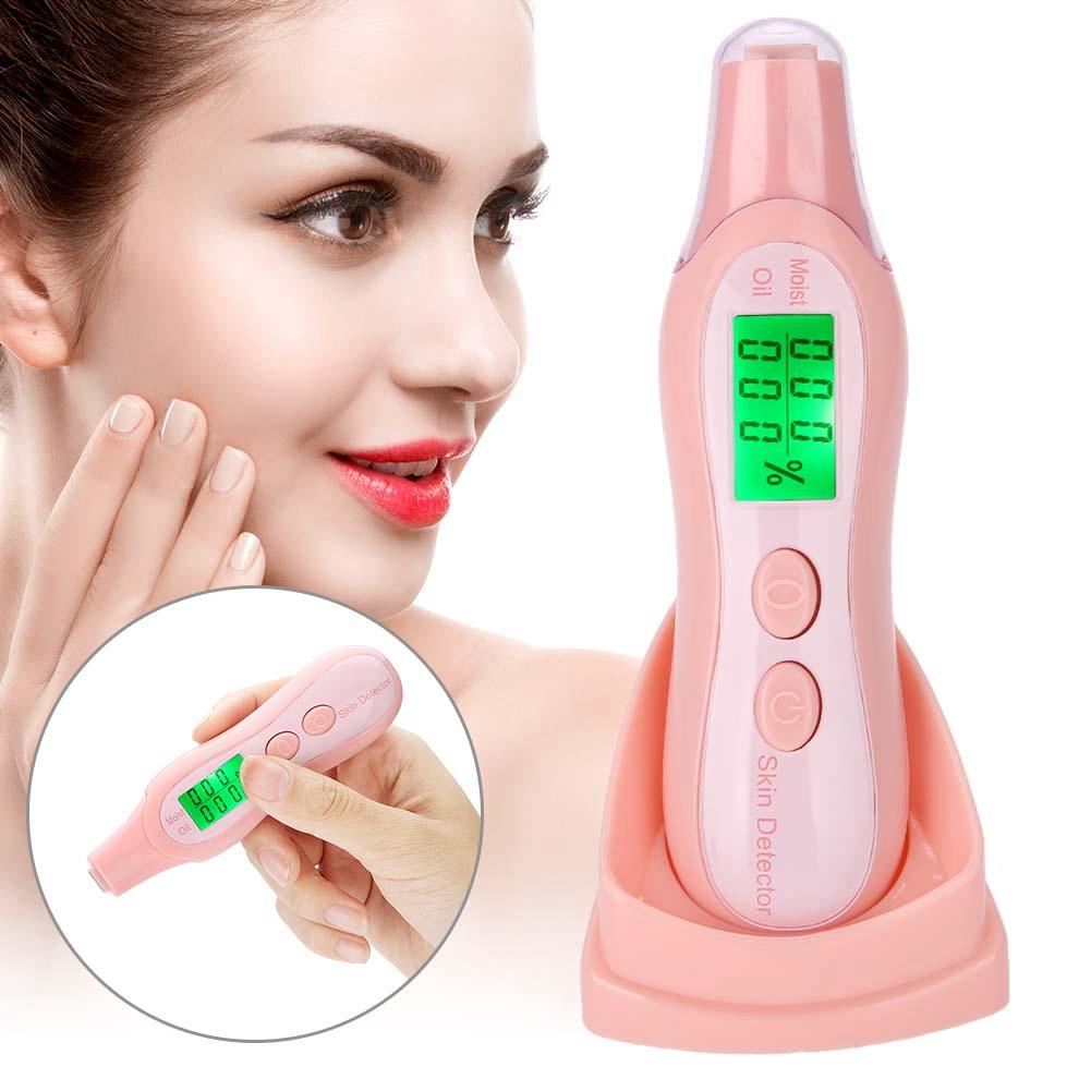 Digital LCD Display Precision Skin Sensor Tester Facial Moisture Water Oil Analyzer Pink