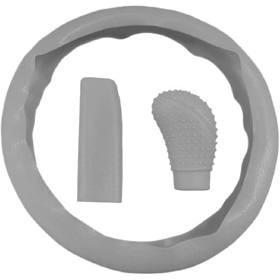 3PCS Silicone Car Steering Wheel Cover Set - Includes Car Handbrake Cover & Gear Shift Cover & Anti-Slip Steering Wheel Protector, Universal Auto
