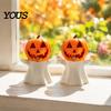 Creative Holiday Props Halloween Pumpkin Ghost Candle Holder, Decorative LED Electronic Indoor Autumn Decor Stand, 3D Printed Ornament for Party Home