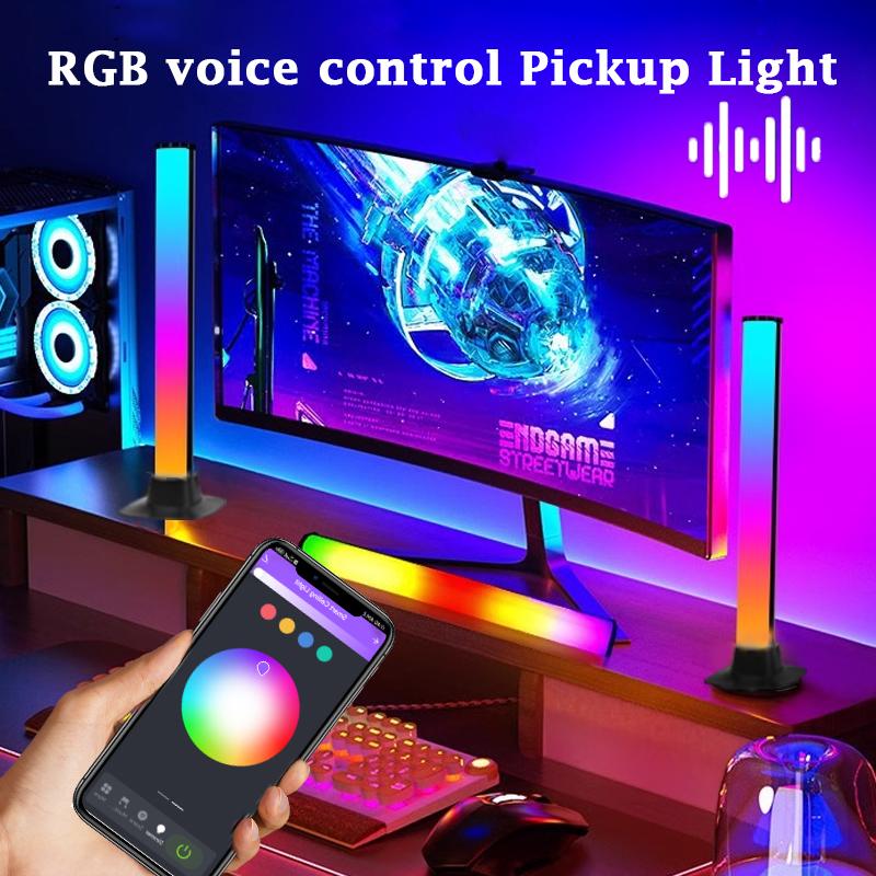 Smart RGB Music Rhythm LED Light Bar with APP Control Sound Pickup Ambient Lamp for Gaming Desk TV Backlight Home Theater Room Decoration
