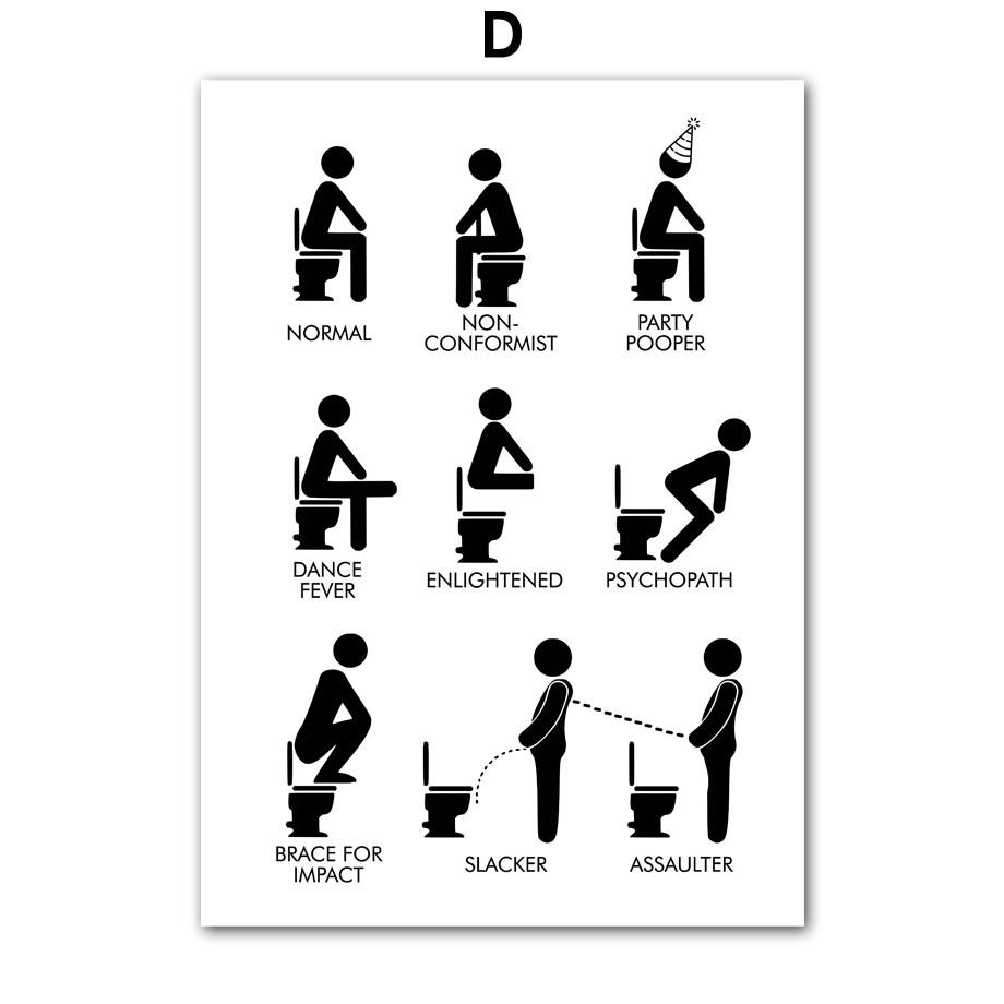 Obraz na plátně Funy Toilet Boy Černá Bílá Nordic Plakáty a obrazy Obrazy na zeď do obývacího pokoje Koupelna Club Decor