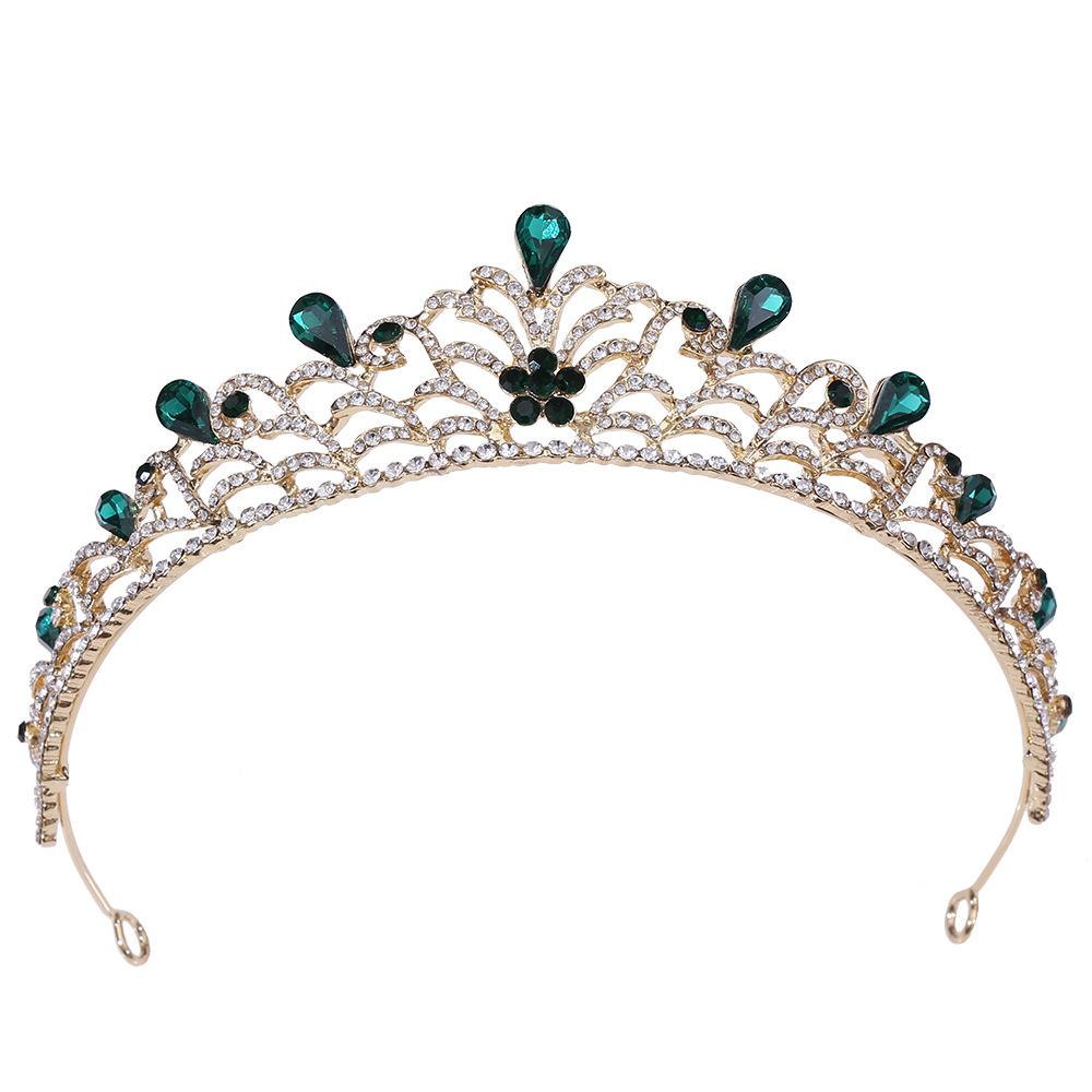 Zuangang's New Wedding and Birthday Headband, Baroque Leaf Alloy Inlaid with Rhinestones, Bridal Small Crown