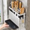Food Prep Area Storage Rack Wall-Mounted Multifunctional Storage Knife Rack Detachable Steel With Multiple Brackets And Hooks