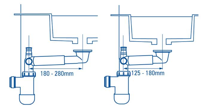 Space-saving telescopic siphon - space saver