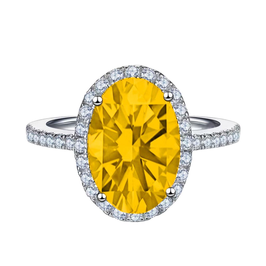 2026 Micro Inlaid Egg Shaped Diamond Colored Pink Zircon Ring with Temperament and Large Egg Shaped Diamond Ring for Women