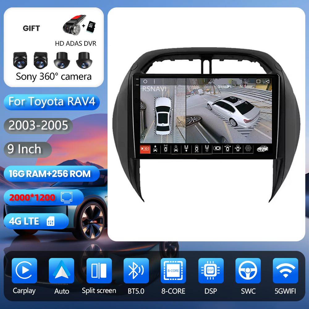 Android 16 Plug and Play Car Radio for Toyota RAV4 RAV 4 2003 - 2005, Carplay Screen, DAB+ Multimedia Player, 2K Car Radio, GPS
