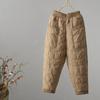 Women High Waist Winter Down Cotton Pants Thick Loose Casual Straight Pants Pockets Warm Trousers