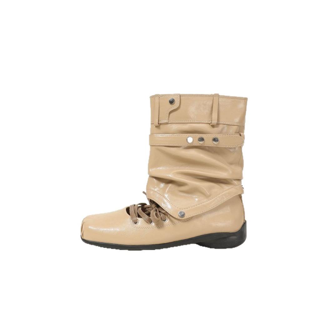 Spot Version Removable Two-Wear Ballet Boots Women'S Sports Small Leather Boots Fashion Stacking Boots Martin Boots