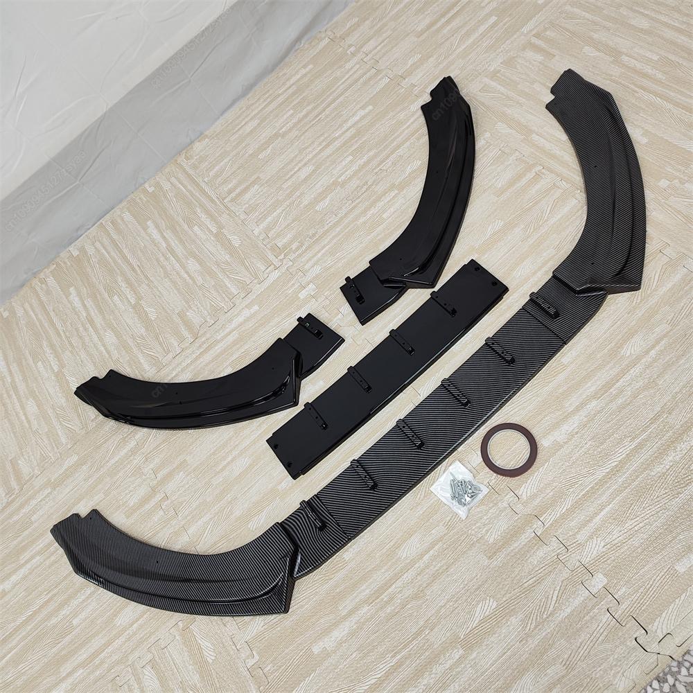 3Pcs Car Front Bumper Lip Spoiler Diffuser For Ford Fiesta MK8 ST ST-line 2017-2021 Pre-LCI ABS Gloss Black Bodykits Tuning