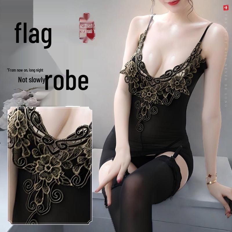 Allure Bodysuit Set: Fishnet Stockings & Open Crotch, Versatile Uniform Style for Mature Women, Plus Size, Black