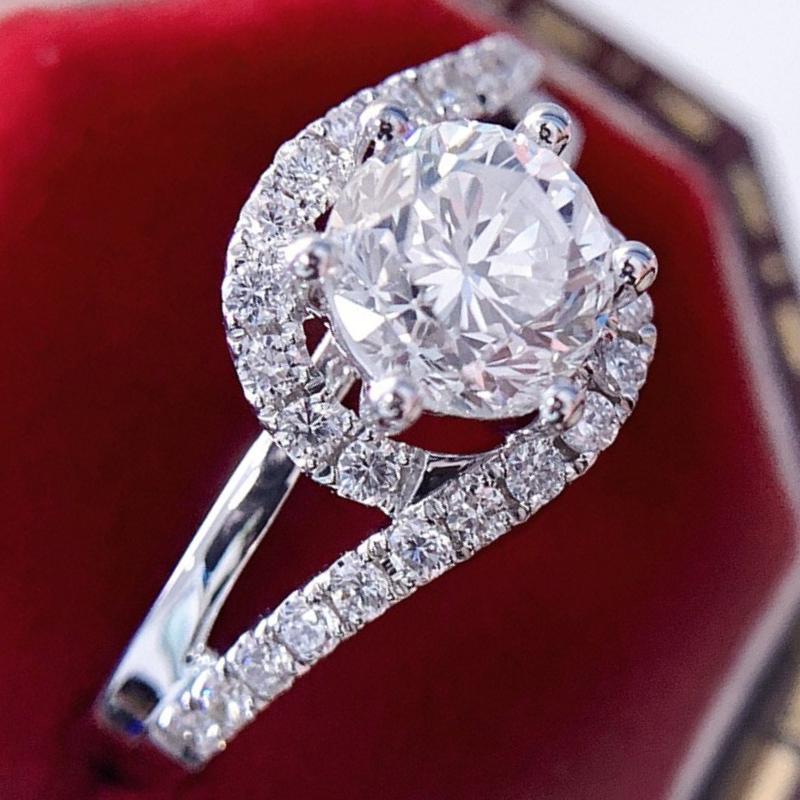 

New Carat Moissanite Flash Bridal Wedding Ring with Crystal Creative Twist Band Women s Fancy Finger Accessories Fashion Zircon 9