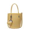 New niche simple solid color lychee pattern texture hand carrying bucket bag versatile foreign style commuting messenger women's bag