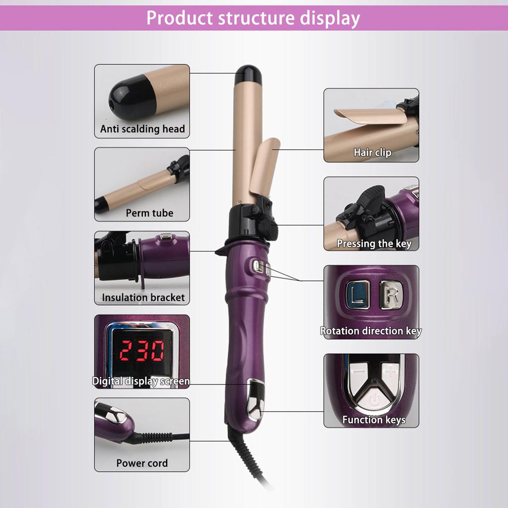 28mm-32mm/1.1 In-1.26in Baghetă de ondulare automată Fier de ondulat rotativ, ondulator de păr Fiere de coafat Baghetă de încălzire rapidă pentru păr mediu/lung