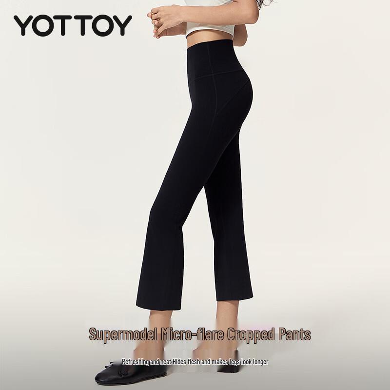 Yottoy Women s Slim-Fit Flared Yoga Cropped Pants M