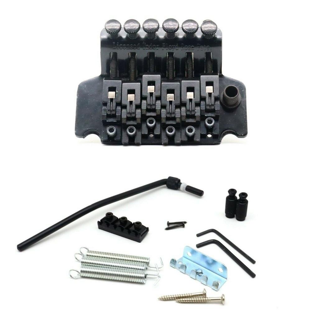 Puente de Tremolo para Guitarra Eléctrica Floyd Rose Sistema de Doble Bloqueo Mano Izquierda Negro Plata