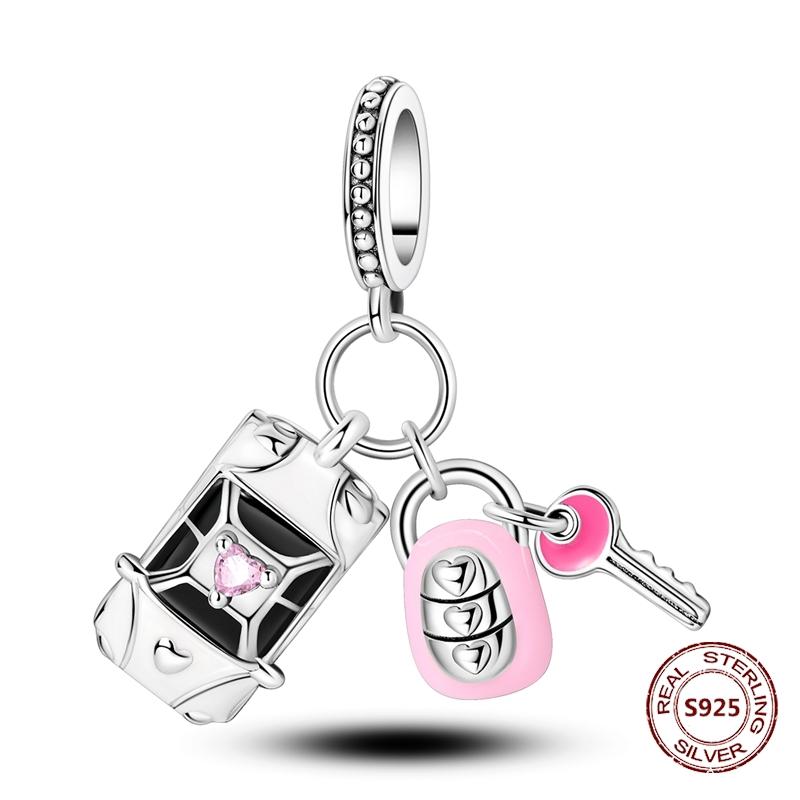 copper Travel Suitcase Motorcycle Car Bicycle Charm Bead Charms Pendents Compatible With Authentic Bracelets Fine Do It Yourself Birthday Jewellery Gi