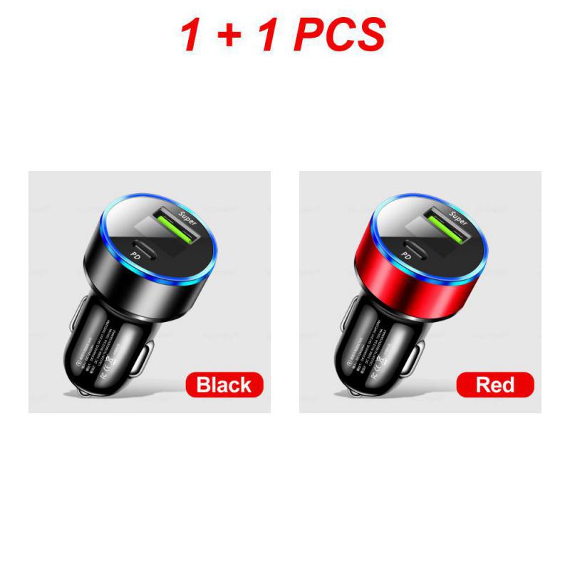 1~5PCS Car Charger Digital Display Fast Charging 20w Car Supplies Phone Charger Multifunctional Type-c Car Accessories